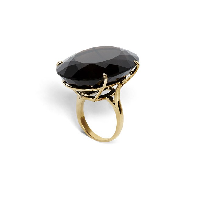 Gold Ring With Smoked Quartz