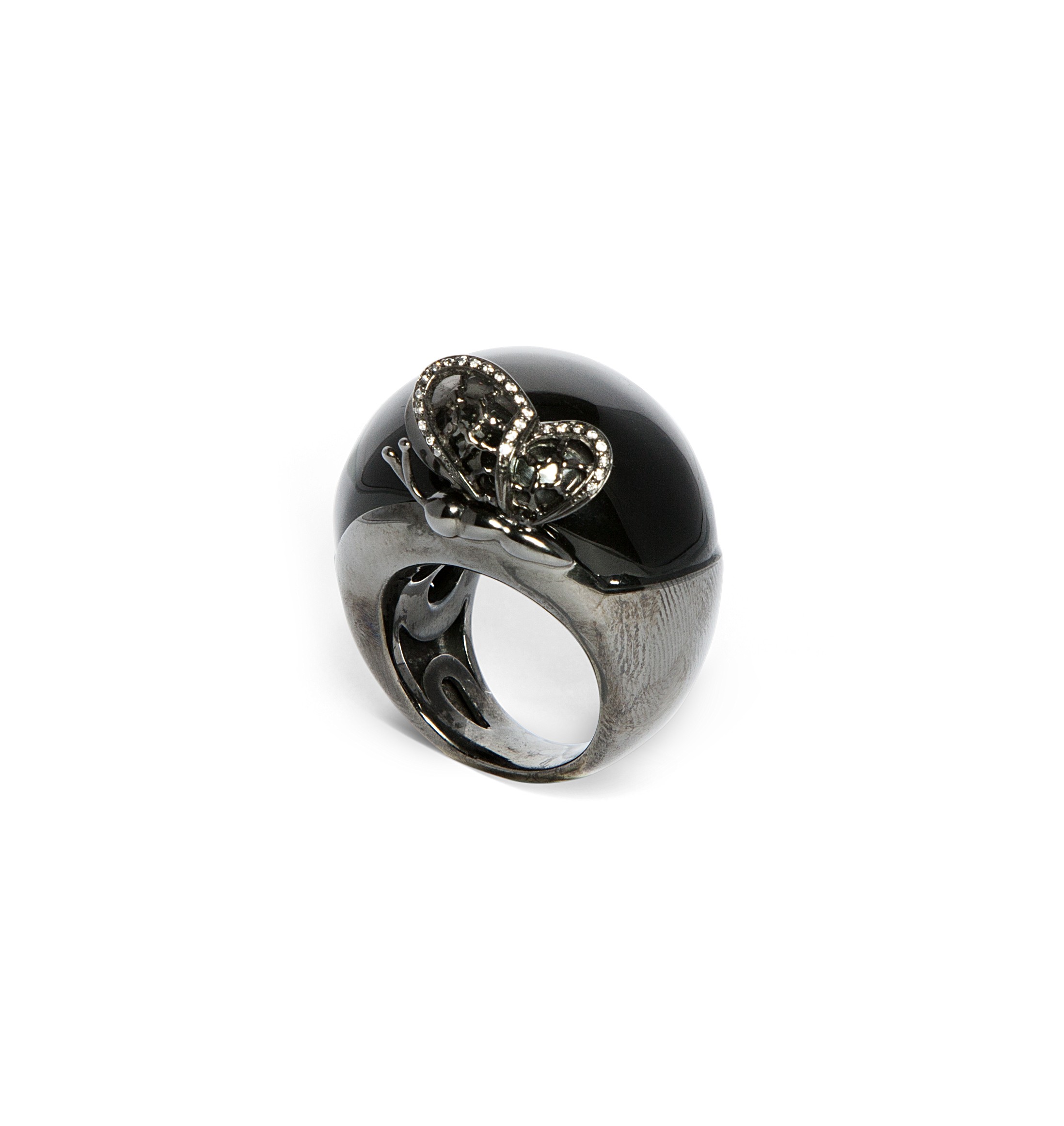 Silver Ring With Onix And Zirconia