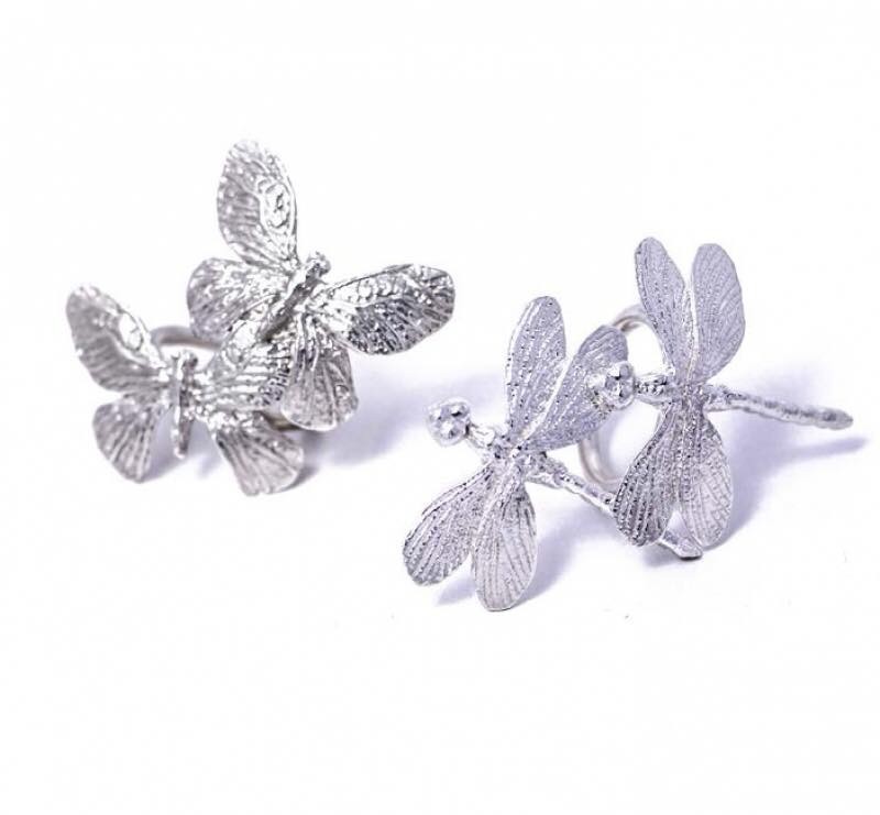 Silver Bracelet With Butterfly and Dragonfly