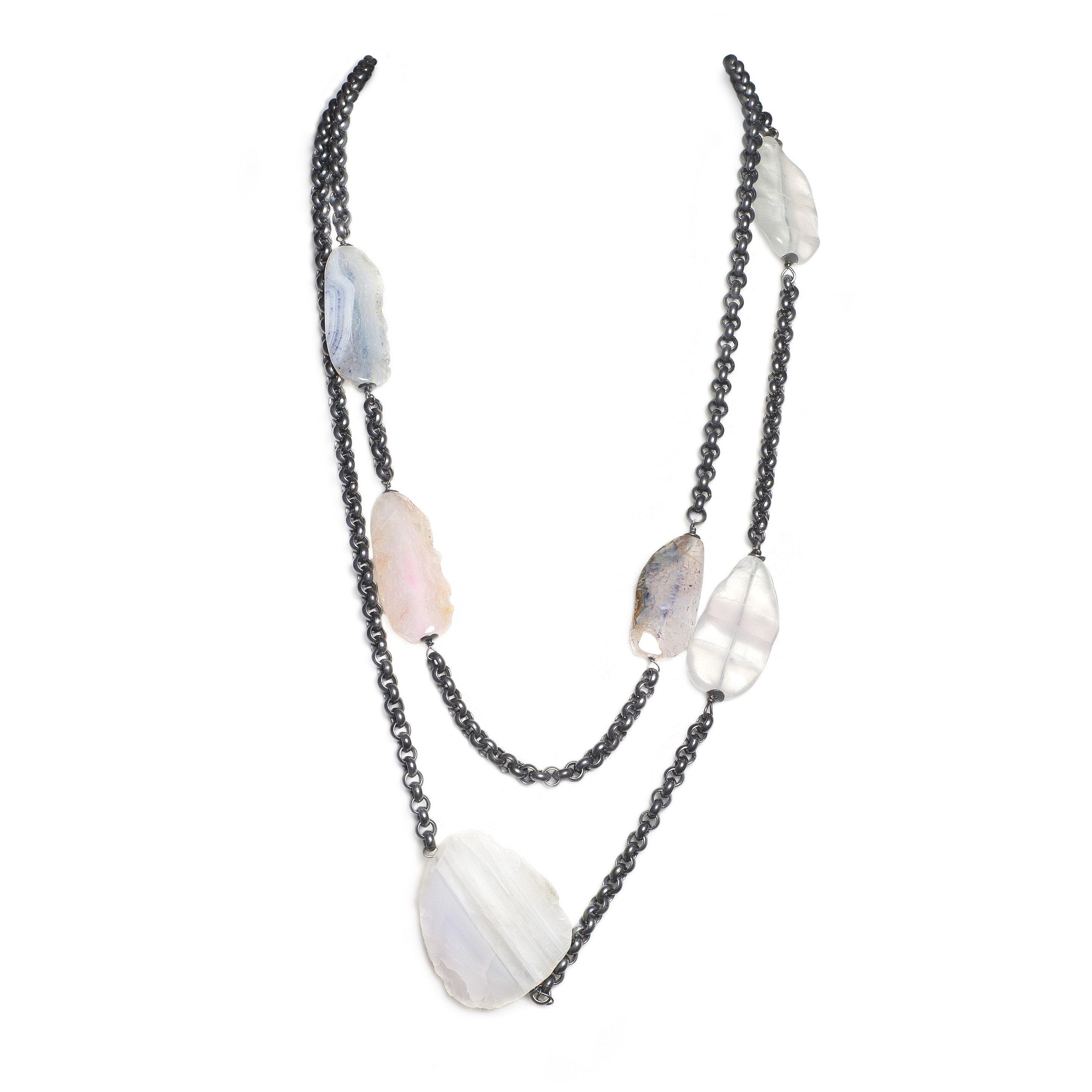Silver Necklace with agates