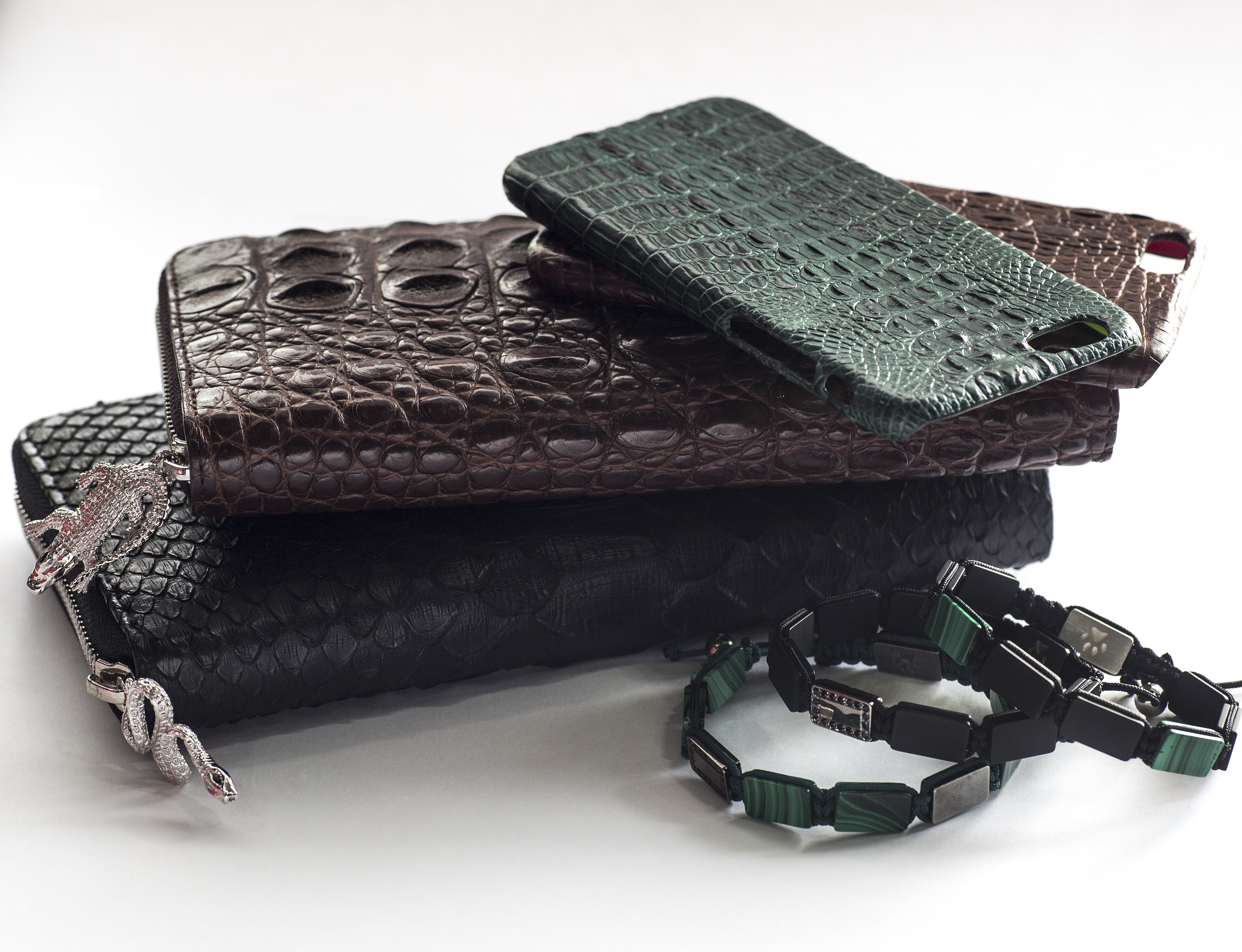 Silver and Croco Skin Acessories