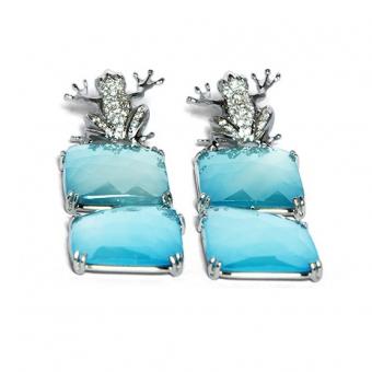Silver Earrings withTurquoise and Zirconite