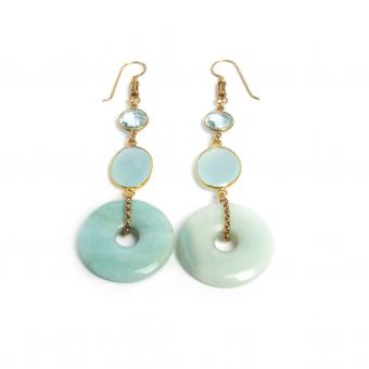 Silver Earrings With Jade and Quatz