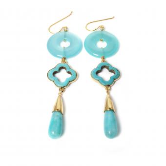Silver Earrings With Turquoise and Calcedony