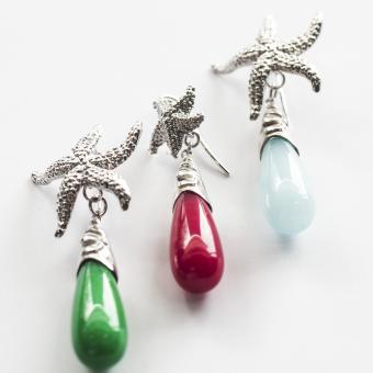 Silver Earrings with Coloured Quatz